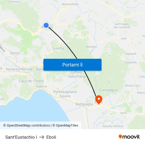Sant'Eustachio I to Eboli map