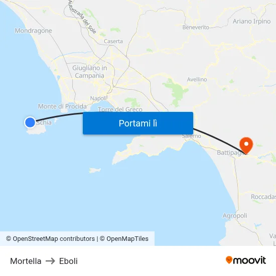 Mortella to Eboli map