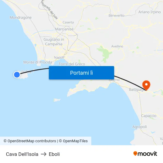 Cava Dell'Isola to Eboli map
