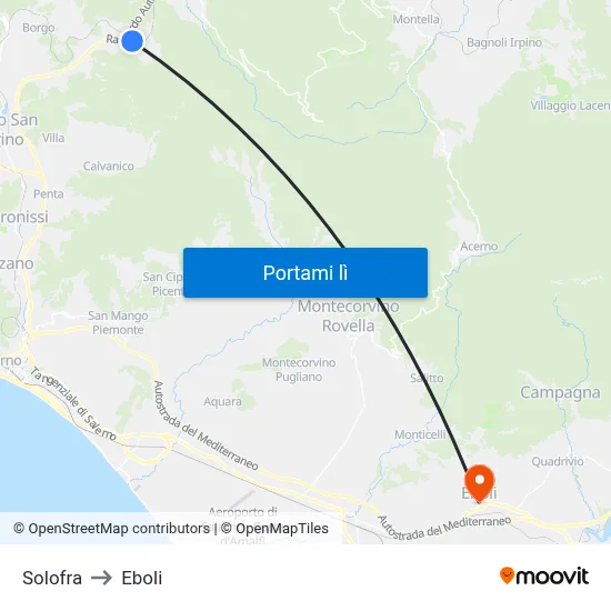 Solofra to Eboli map