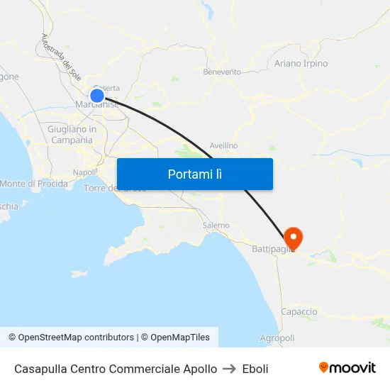 Casapulla Centro Commerciale Apollo to Eboli map