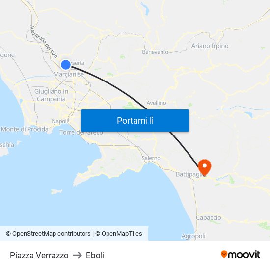 Piazza Verrazzo to Eboli map
