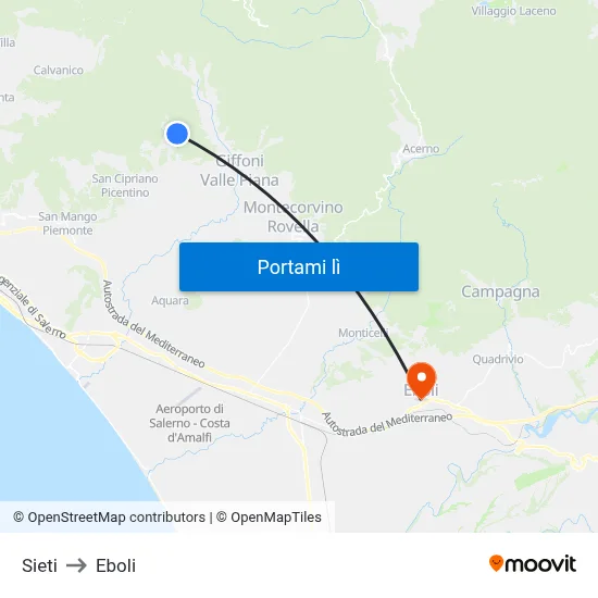 Sieti to Eboli map