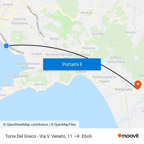 Torre Del Greco - Via V. Veneto, 11 to Eboli map