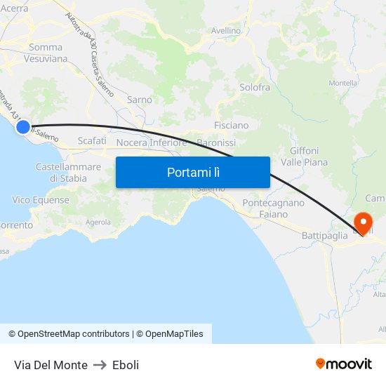 Via Del Monte to Eboli map