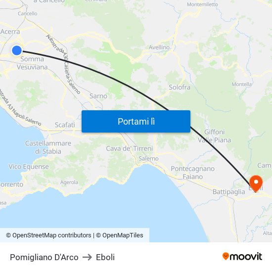 Pomigliano D'Arco to Eboli map