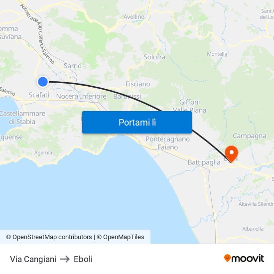 Via Cangiani to Eboli map
