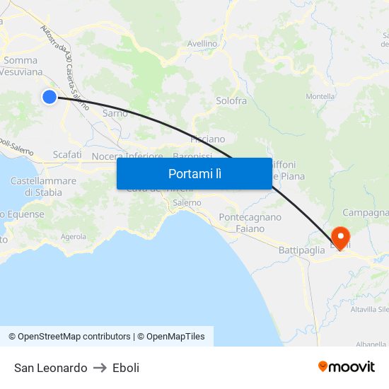 San Leonardo to Eboli map