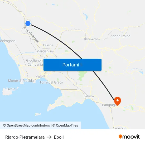 Riardo-Pietramelara to Eboli map
