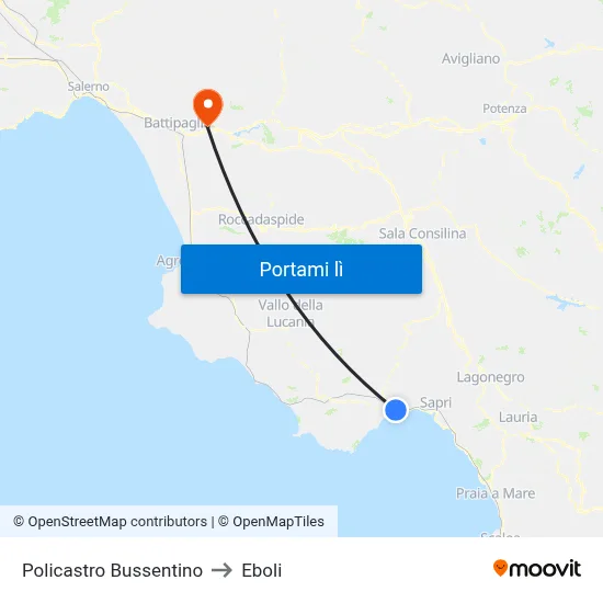 Policastro Bussentino to Eboli map