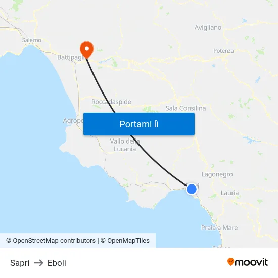 Sapri to Eboli map