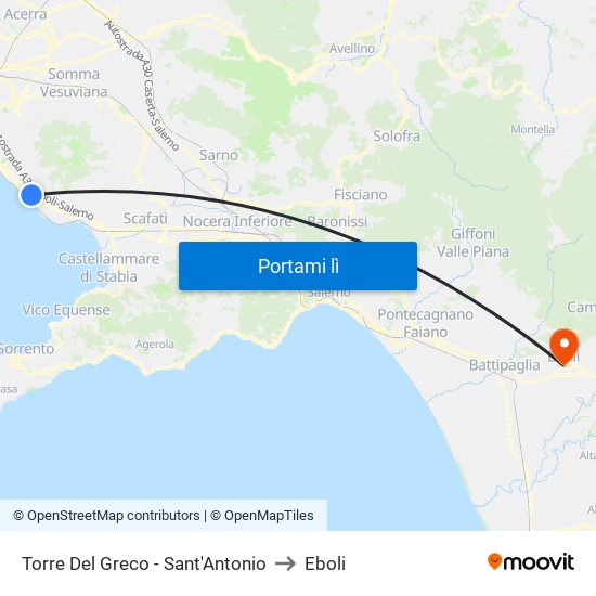 Torre Del Greco - Sant'Antonio to Eboli map