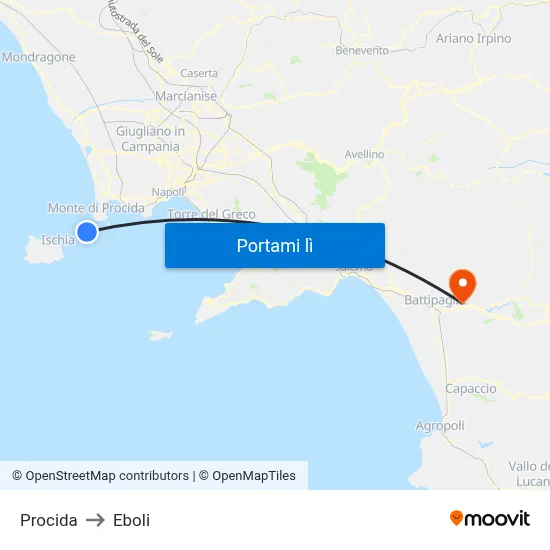Procida to Eboli map