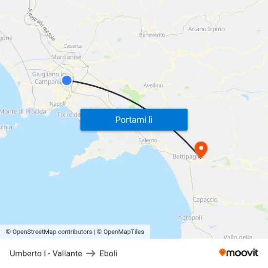 Umberto I - Vallante to Eboli map