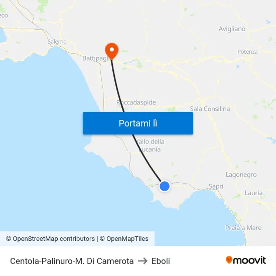 Centola-Palinuro-M. Di Camerota to Eboli map
