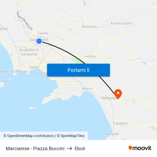 Marcianise - Piazza Buccini to Eboli map