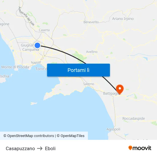 Casapuzzano to Eboli map