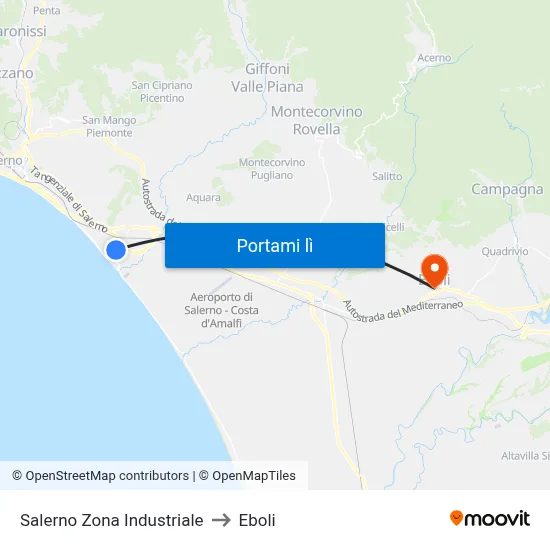 Salerno Zona Industriale to Eboli map