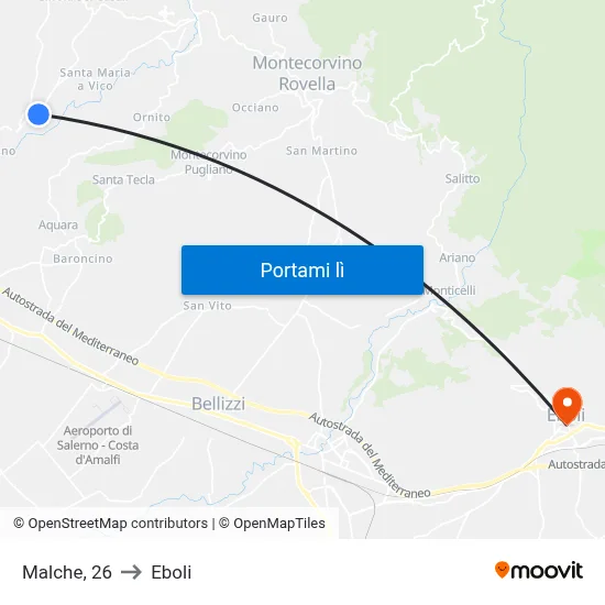 Malche, 26 to Eboli map