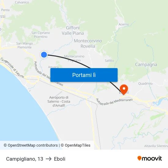 Campigliano, 13 to Eboli map