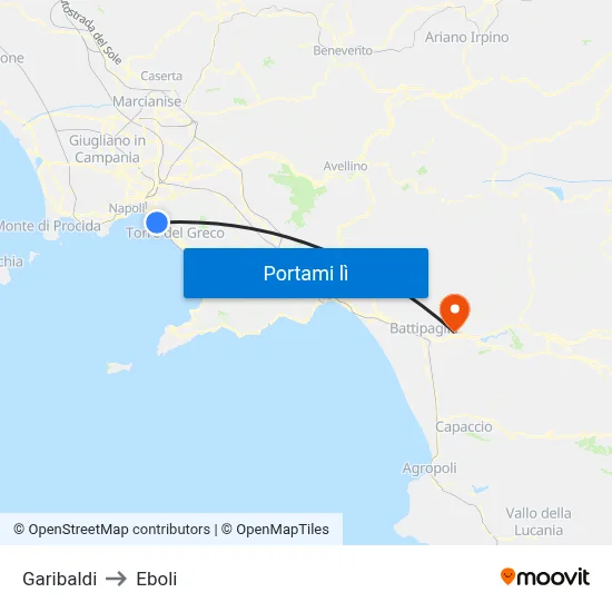 Garibaldi to Eboli map