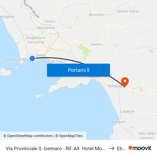 Via Provinciale S. Gennaro - Rif. Alt. Hotel Montespina to Eboli map