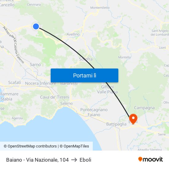 Baiano - Via Nazionale, 104 to Eboli map