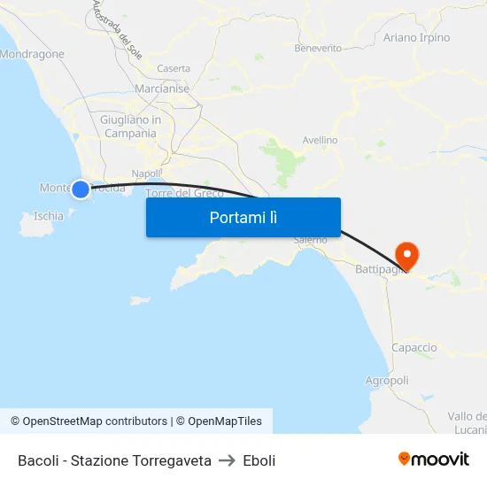 Bacoli - Stazione Torregaveta to Eboli map