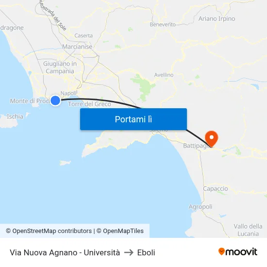 Via Nuova Agnano - Università to Eboli map