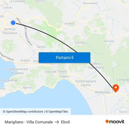 Marigliano - Villa Comunale to Eboli map
