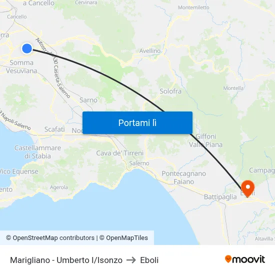 Marigliano - Umberto I/Isonzo to Eboli map