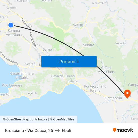 Brusciano - Via Cucca, 25 to Eboli map