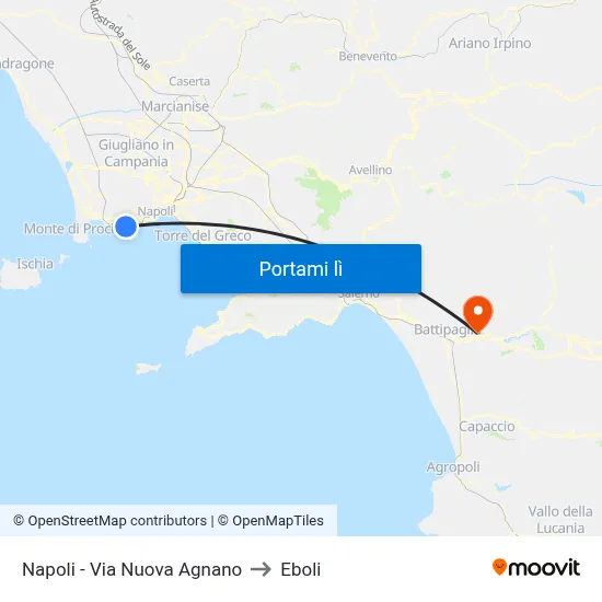 Napoli - Via Nuova Agnano to Eboli map