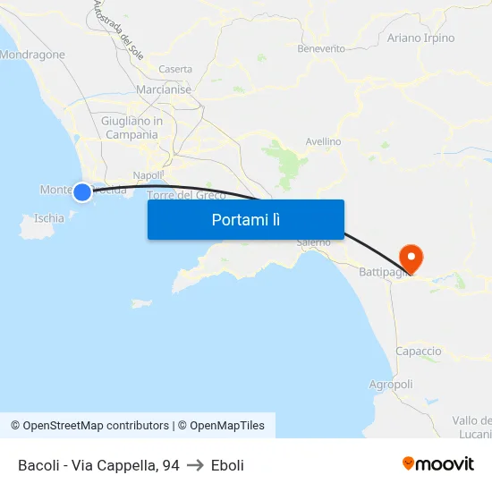 Bacoli - Via Cappella, 94 to Eboli map