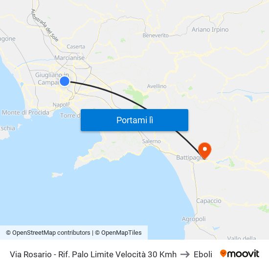 Via Rosario - Rif. Palo Limite Velocità 30 Kmh to Eboli map