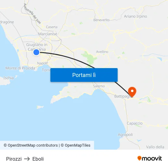 Pirozzi to Eboli map