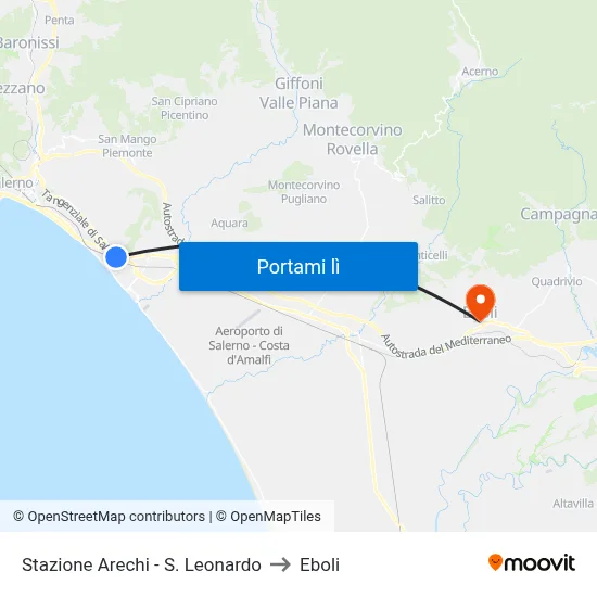Stazione Arechi - S. Leonardo to Eboli map