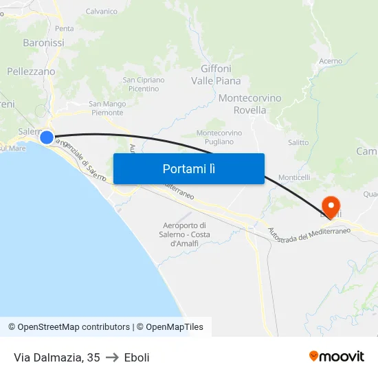 Via Dalmazia, 35 to Eboli map