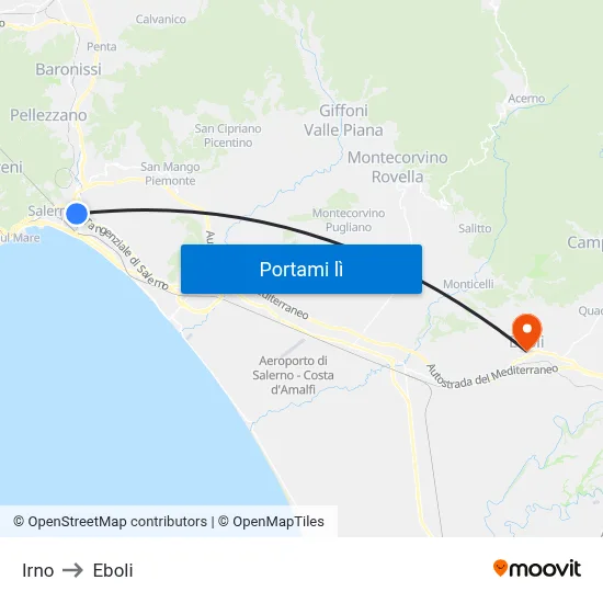 Irno to Eboli map
