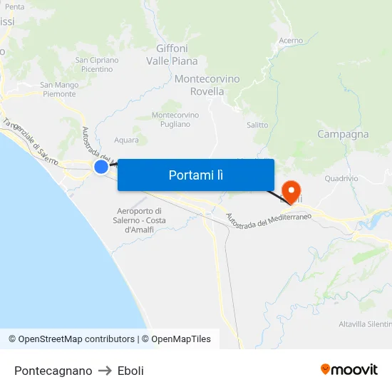 Pontecagnano to Eboli map