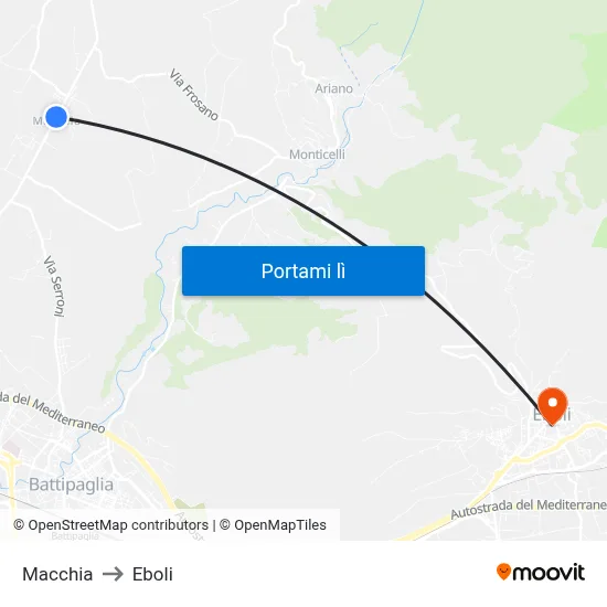 Macchia to Eboli map