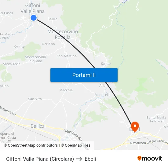 Giffoni Valle Piana (Circolare) to Eboli map