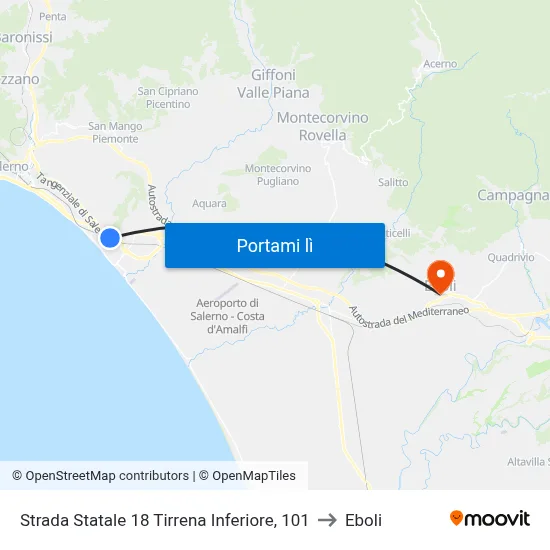 Strada Statale 18 Tirrena Inferiore, 101 to Eboli map