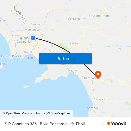 S.P. Sannitica 336 - Bivio Pascarola to Eboli map