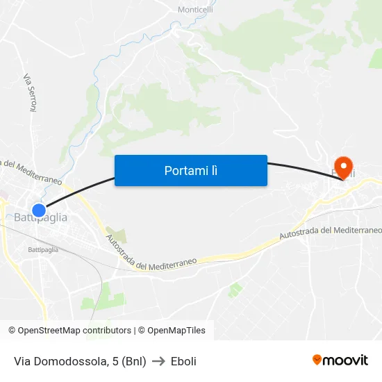 Via Domodossola, 5 (Bnl) to Eboli map