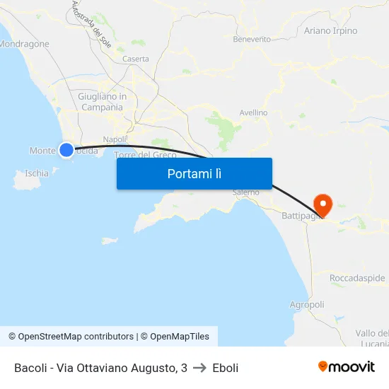 Bacoli - Via Ottaviano Augusto, 3 to Eboli map