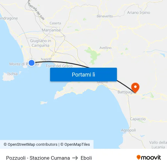 Pozzuoli - Stazione Cumana to Eboli map