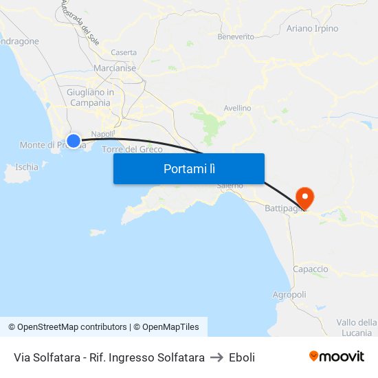 Via Solfatara - Rif. Ingresso Solfatara to Eboli map
