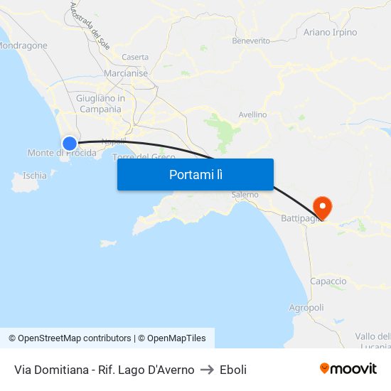 Via Domitiana - Rif. Lago D'Averno to Eboli map