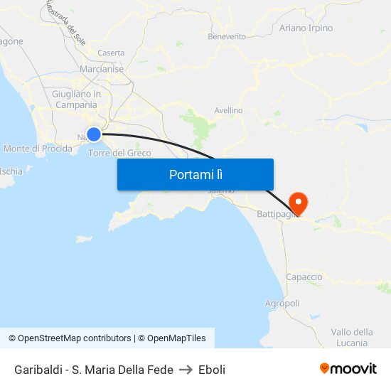 Garibaldi - S. Maria Della Fede to Eboli map